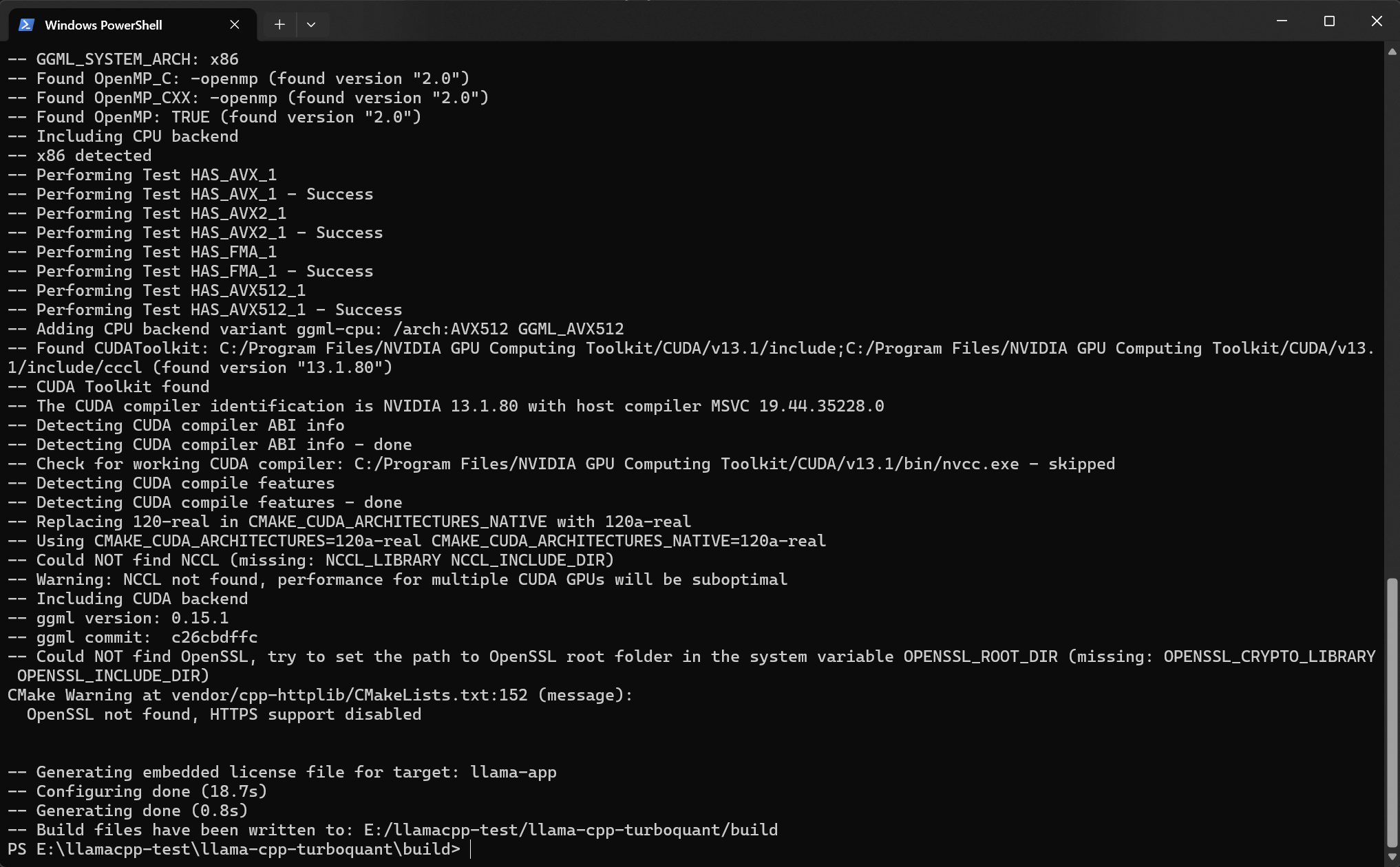 CMake 成功界面